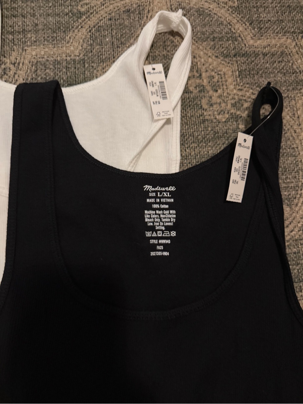 Madewell Women's Scoop Neck Tank Top - Black & White - Picture 2 of 2